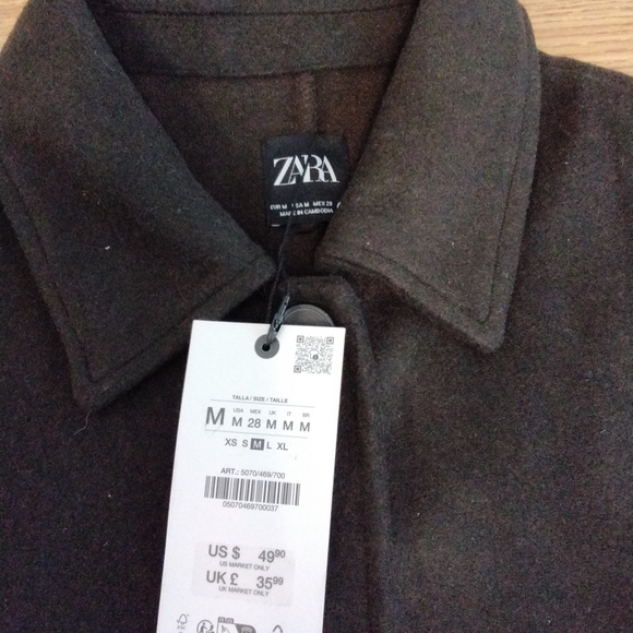Zara Black Wool Coat/ Light Weight - Picture 2 of 3
